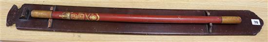 An Edward VII 1902 tipstaff, with stand overall length 98cm